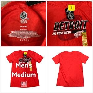 Men’s Unisex M Medium Top Tee T-Shirt Detroit Red Wings Hockey NHL Short Sleeve